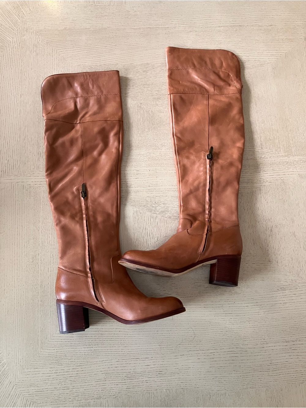 Sam Edelman JOPLIN Over-the-Knee Leather Riding Boots in Cognac Size 9.5M - Picture 2 of 12